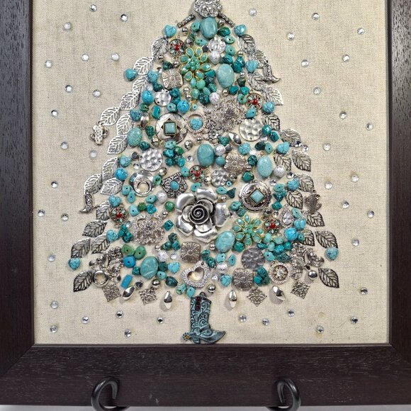 Southwest Jewelry Art Christmas Tree Wall Art Tabletop Art - Picture 2 of 5